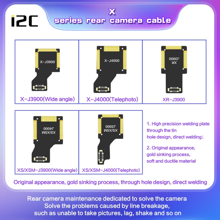 i2C Back Facing Telephoto Camera Cable, For iPhone XS / XS Max J4000, For iPhone 11 Pro / 11 Pro Max J7300, For iPhone 12 Pro J10400, For iPhone 12 Pro Max J10500