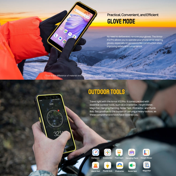 Ulefone Armor X12 Pro, IP68/IP69K Rugged Phone, 5.45 inch Android 16 MediaTek Helio G36 Octa Core, Network: 4G, NFC, 4GB+64GB