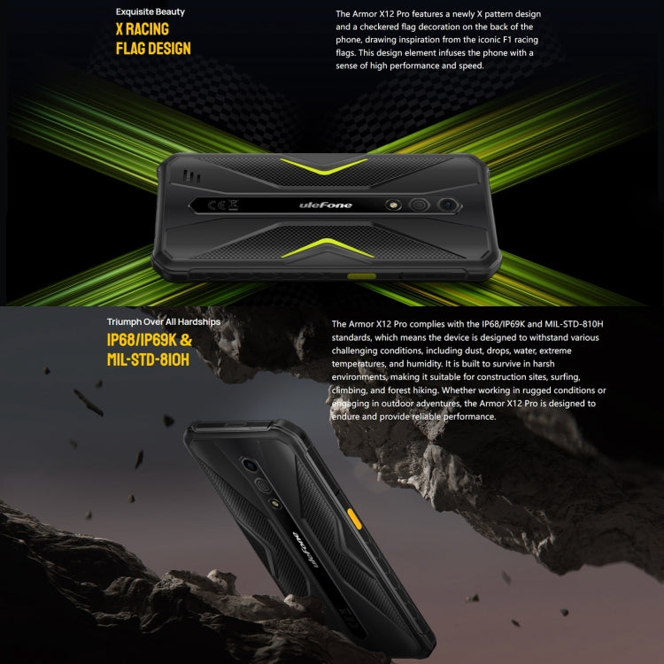 Ulefone Armor X12 Pro, IP68/IP69K Rugged Phone, 5.45 inch Android 16 MediaTek Helio G36 Octa Core, Network: 4G, NFC, 4GB+64GB