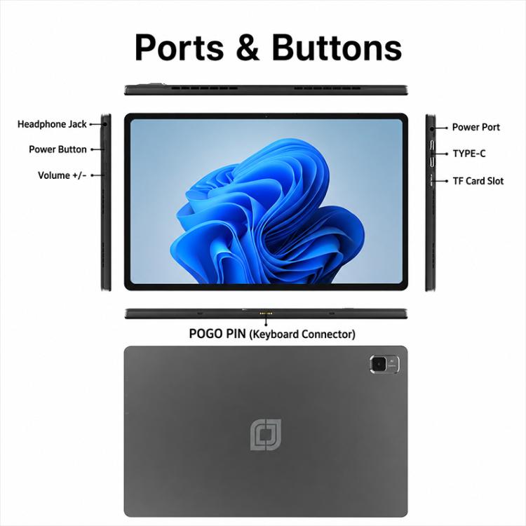 Jumper EZpad V12 Pro Tablet PC, No Keyboard, 12 inch Windows 11 Home OS Intel N5095 Quad Core, 12GB+256GB, 12GB+512GB