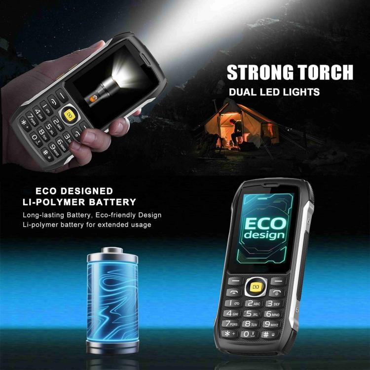 HP289X 4G IP68 Rugged Phone, 2.8 inch, 4500mAh Battery, Network: 4G, BT, FM, SOS, Torch, EU Plug, US Plug, UK Plug, AU Plug