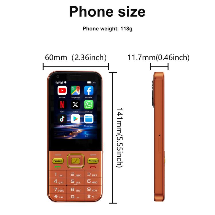 A001 / 16MP, 2GB+16GB, 2.8 inch Android 8.1 MTK6737 Quad Core, Network: 4G, Dual SIM, A001 / 16MP
