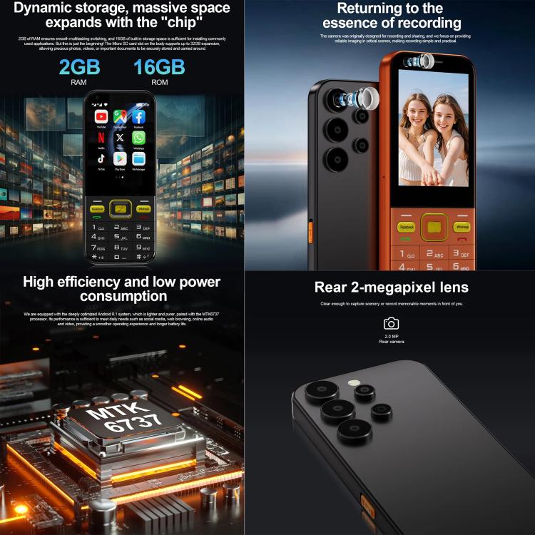 A001 / 25MP, 2GB+16GB, 2.8 inch Android 8.1 MTK6737 Quad Core, Network: 4G, Dual SIM, A001 / 25MP