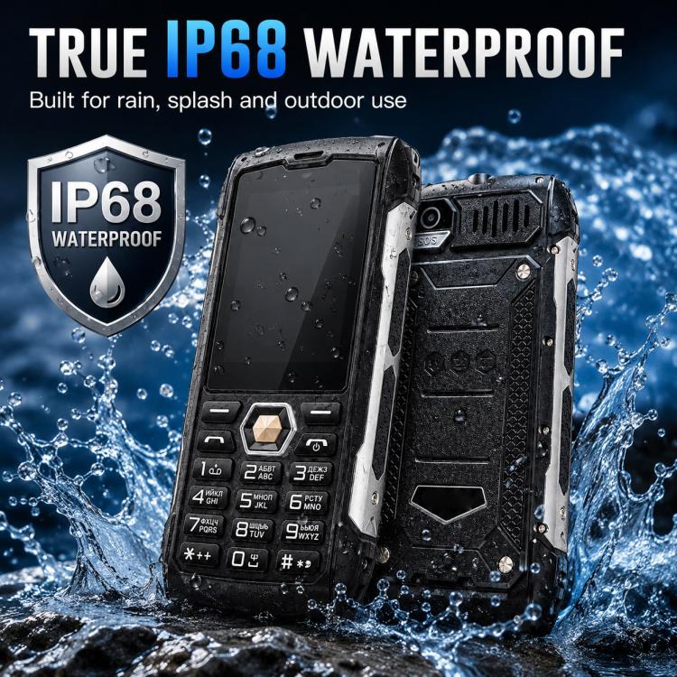 HP288 IP68 Rugged Phone, 2.8 inch, 4000mAh Battery, Network: 2G, BT, FM, SOS, Torch, Russian Keyboard, EU Plug, US Plug, UK Plug, AU Plug