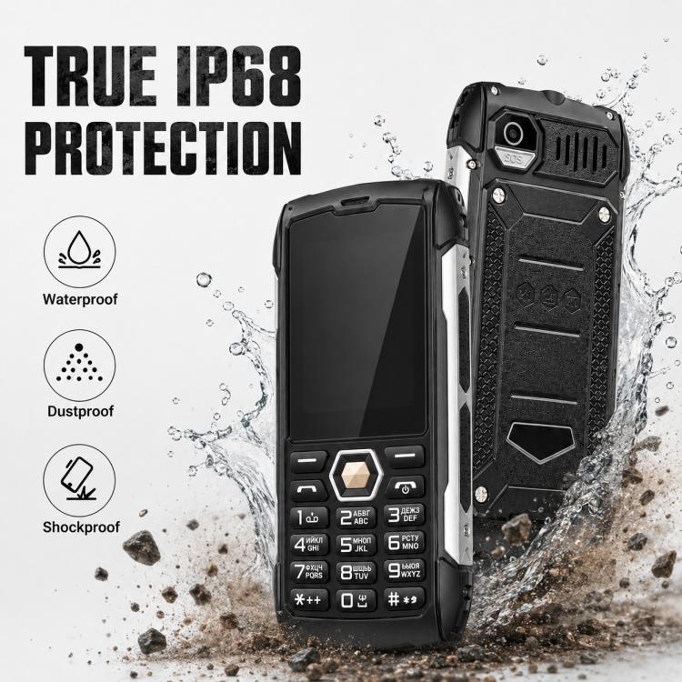 HP288 IP68 Rugged Phone, 2.8 inch, 4000mAh Battery, Network: 2G, BT, FM, SOS, Torch, Russian Keyboard, EU Plug, US Plug, UK Plug, AU Plug