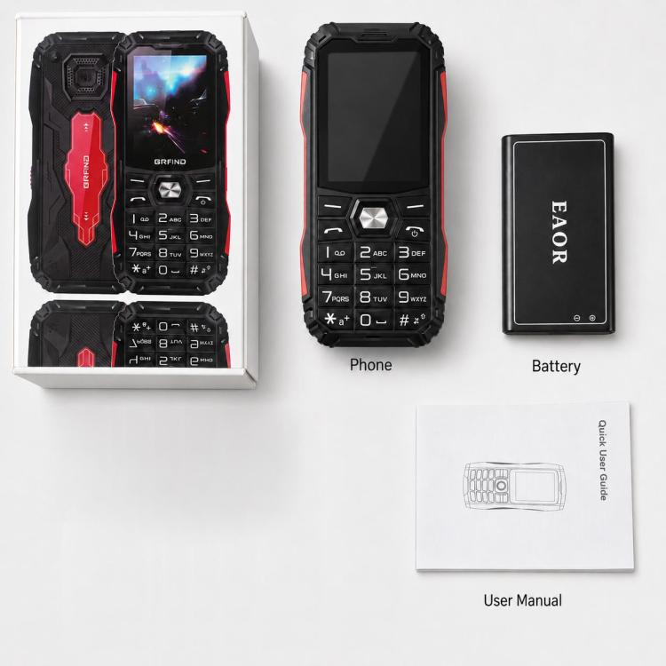 HE248 Rugged Style Phone, 2.4 inch, 3D Keys Network: 2G, Dual SIM, BT, Torch, Russian Keyboard, No Power Plug, US Plug, UK Plug