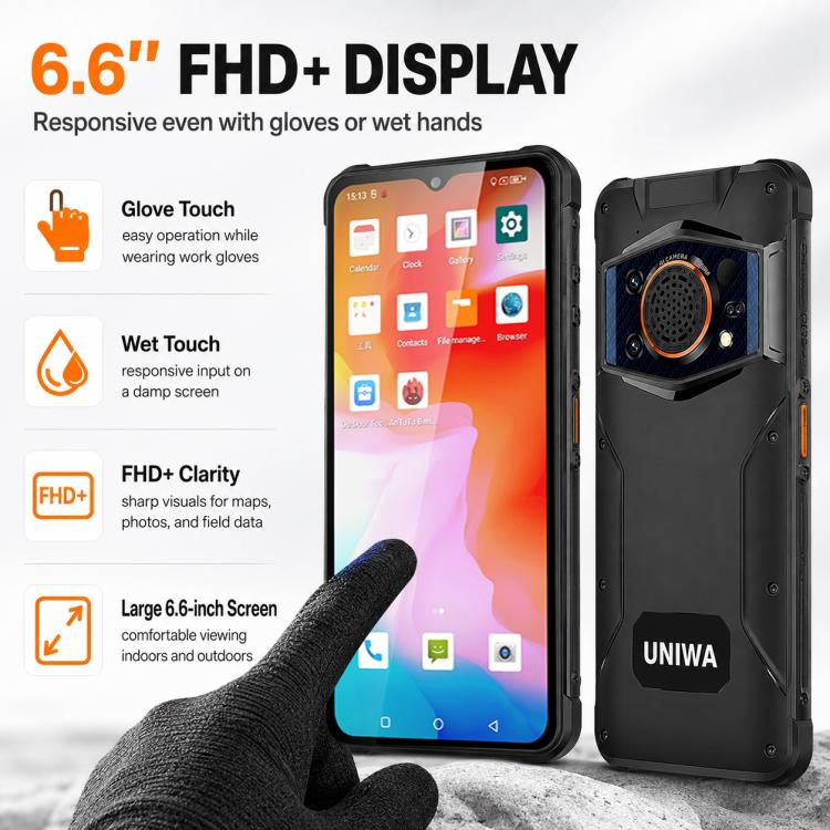 UNIWA NR6600 Rugged Phone, 12GB+256GB, 6.6 inch Android 12.0 MediaTek Dimensity 7050 Octa Core, 8000mAh Battery, Network: 5G, NFC, PTT, OTG, EU Plug, US Plug, UK Plug, AU Plug