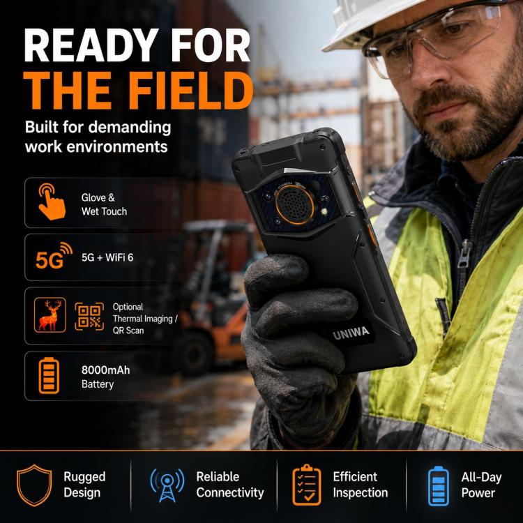 UNIWA NR6600 Rugged Phone, 12GB+256GB, 6.6 inch Android 12.0 MediaTek Dimensity 7050 Octa Core, 8000mAh Battery, Network: 5G, NFC, PTT, OTG, EU Plug, US Plug, UK Plug, AU Plug