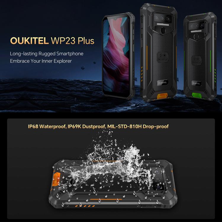 Oukitel WP23 Plus Rugged Phone, 8GB+256GB, 6.52 inch Android 14.0Unisoc T606 Octa-core, NFC, OTG, Network: 4G, WP23 Plus, WP23 Plus 8GB+256GB