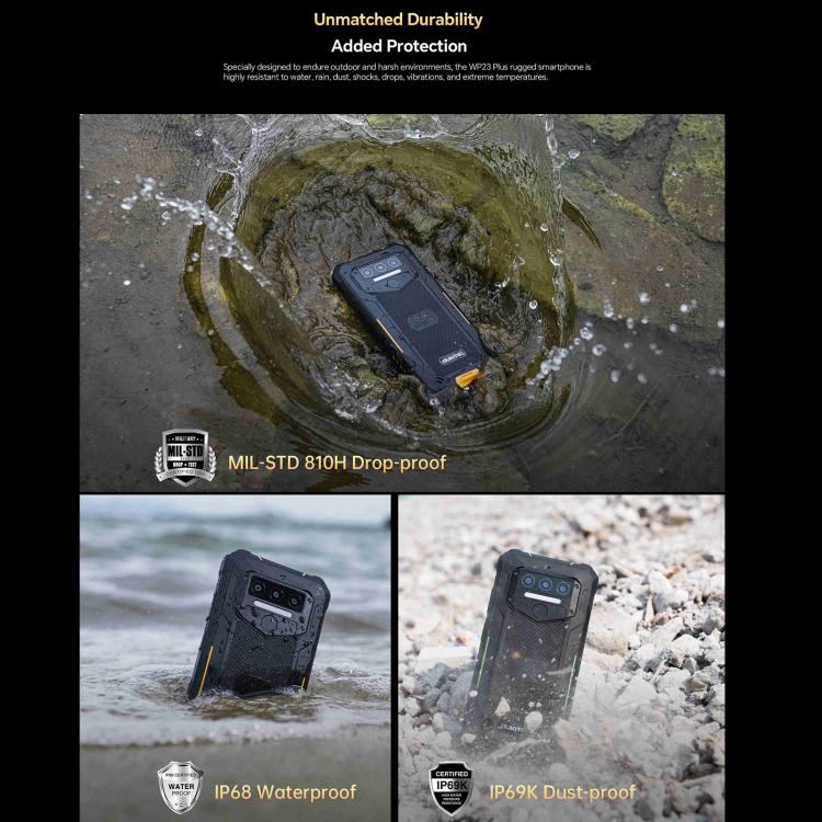Oukitel WP23 Plus Rugged Phone, 8GB+256GB, 6.52 inch Android 14.0Unisoc T606 Octa-core, NFC, OTG, Network: 4G, WP23 Plus, WP23 Plus 8GB+256GB