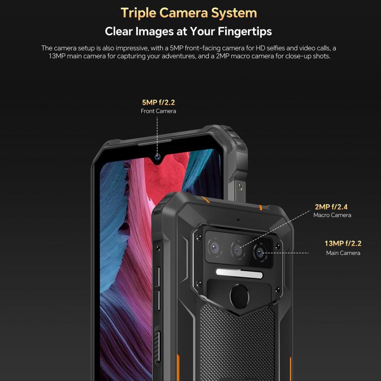 Oukitel WP23 Plus Rugged Phone, 8GB+256GB, 6.52 inch Android 14.0Unisoc T606 Octa-core, NFC, OTG, Network: 4G, WP23 Plus, WP23 Plus 8GB+256GB