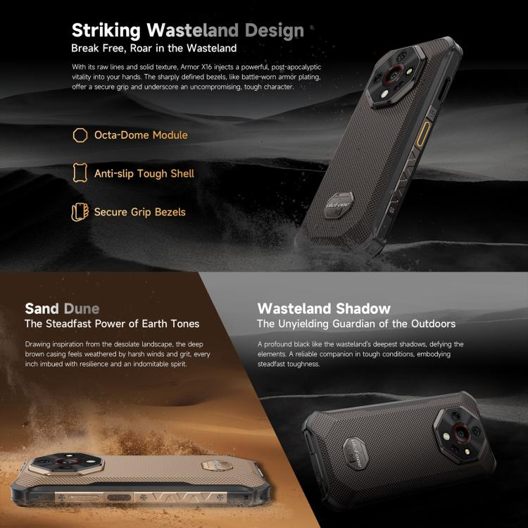 Ulefone Armor X16, 6GB+128GB, Night Vision, IP68/IP69K Rugged Phone, 6.56 inch Android 15 MediaTek Helio G91 Octa Core, Network: 4G, NFC, OTG, Armor X16, 6GB+128GB