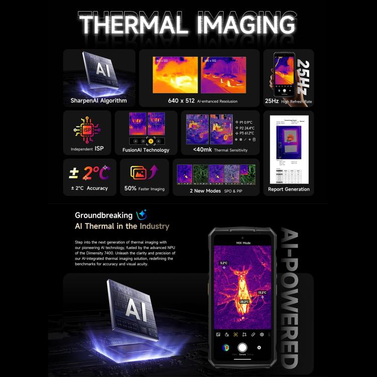 Ulefone Armor 29 Pro Thermal Version Rugged Phone, 16GB+512GB, Night Vision, 6.67 inch + 1.04 inch Android 15 MediaTek Dimensity 7400 Octa Core, Network: 5G, OTG, NFC, Armor 29 Pro Thermal Version