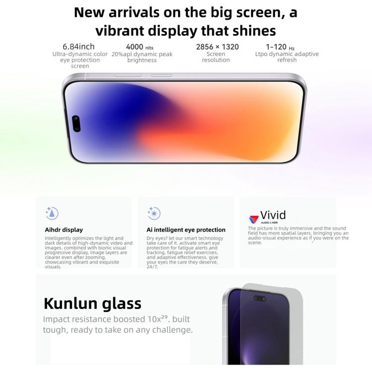 Huawei nova 15 Pro, Kunlun Glass, 12GB+256GB, Side Fingerprint Identification, 6.84 inch HarmonyOS 6.0 Kirin 9010S Octa Cora, NFC, OTG, Not Support Google Play, Kunlun Glass, 12GB+256GB