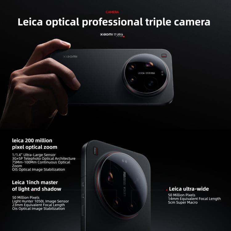 Xiaomi 17 Ultra, 16GB+1TB, 3D Ultrasonic Fingerprint, 6.9 inch Xiaomi HyperOS 3 Snapdragon 8 Elite Gen 5 Octa Core, NFC, Network: 5G, 16GB+1TB