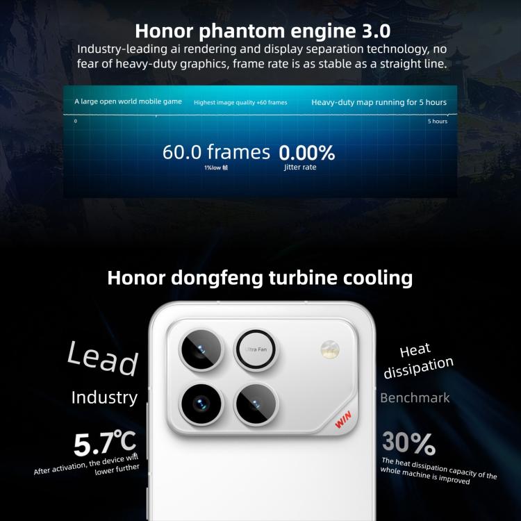 Honor WIN, 12GB+256GB, 3D Ultrasonic Fingerprint, 10000mAh Battery, 6.83 inch MagicOS 10.0 / Android 16 Snapdragon 8 Elite Gen 5 Octa Core, Network: 5G, NFC, OTG, 12GB+256GB
