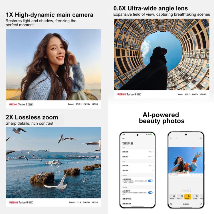 Xiaomi REDMI Turbo 5 Max, 16GB+256GB, 6.83 inch Xiaomi HyperOS 3 Dimensity 9500s Octa Core, NFC, Network: 5G, 16GB+256GB