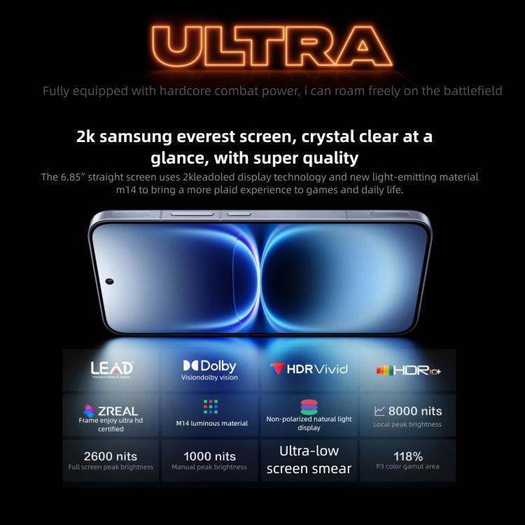vivo iQOO 15 Ultra, 16GB+512GB, Ultrasonic 3D Fingerprint, 6.85 inch Android 16 OriginOS 6 Snapdragon 8 Elite Gen 5 Octa Core, OTG, NFC, Network: 5G, Support Google Play, 16GB+512GB