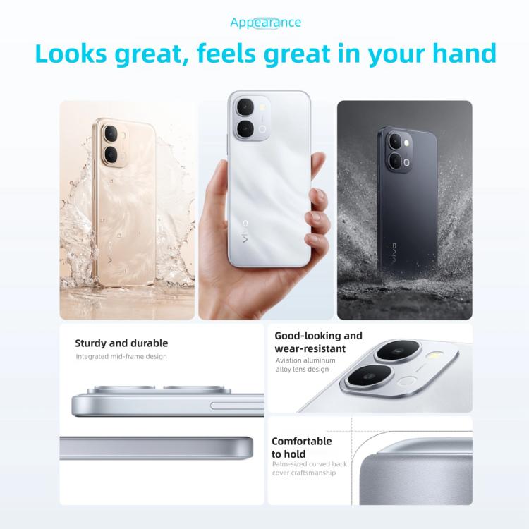 vivo Y6, 8GB+128GB, Side Fingerprint, 6.75 inch Android 16 OriginOS 6 Snapdragon 4 Gen 2 Octa Core, OTG, NFC, Network: 5G, 8GB+128GB