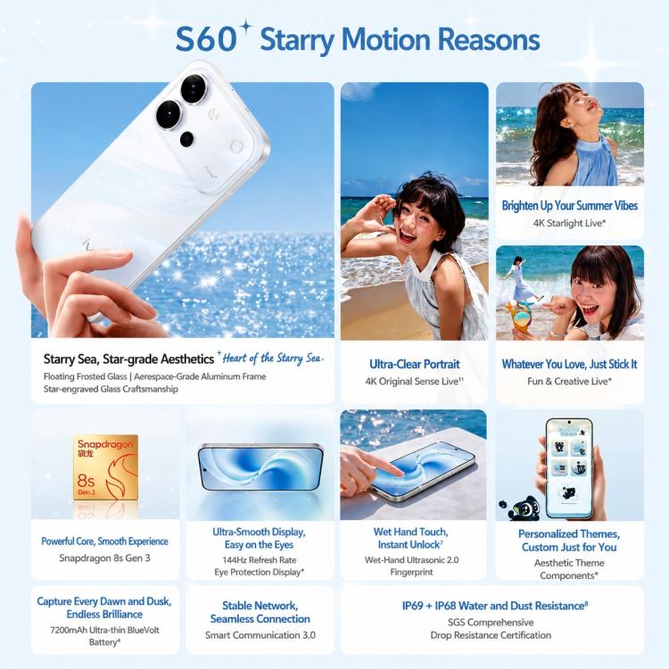 vivo S60, 16GB+512GB, 6.59 inch Android 16 OriginOS 6 Snapdragon 8s Gen 3 Octa Core, OTG, NFC, Network: 5G, Support Google Play, 16GB+512GB
