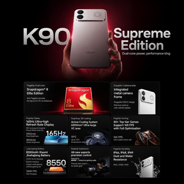 Xiaomi Redmi K90 Ultra, 12GB+256GB, 6.83 inch Xiaomi HyperOS 3 Snapdragon 8 Elite Octa Core, NFC, Network: 5G, 12GB+256GB