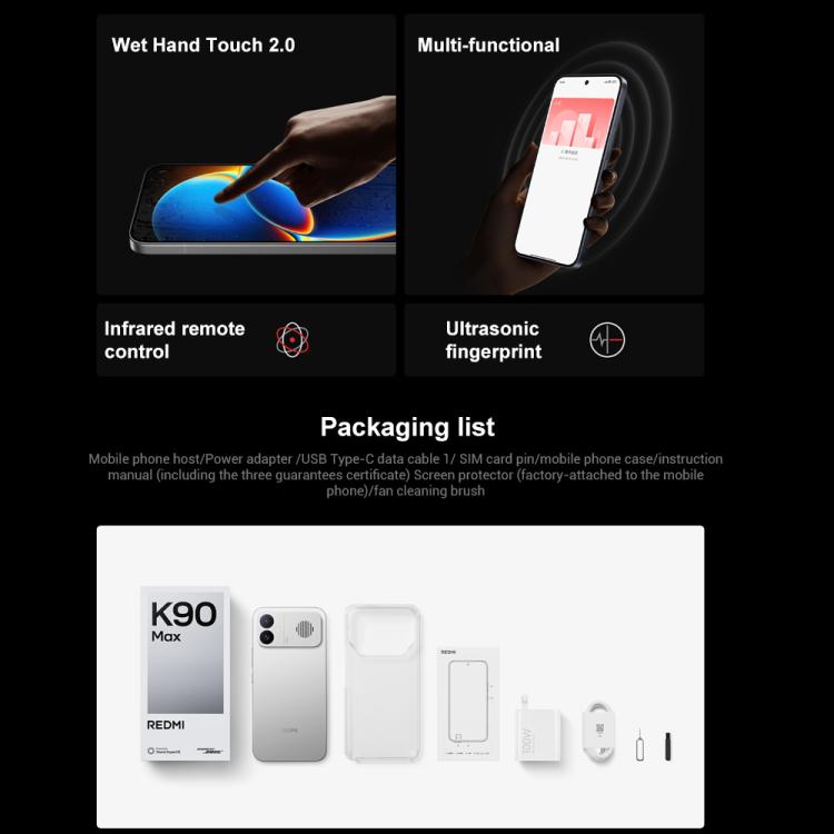 Xiaomi Redmi K90 Max, 12GB+512GB, 6.83 inch Xiaomi HyperOS 3 Dimensity 9500 Octa Core, NFC, Network: 5G, 12GB+512GB