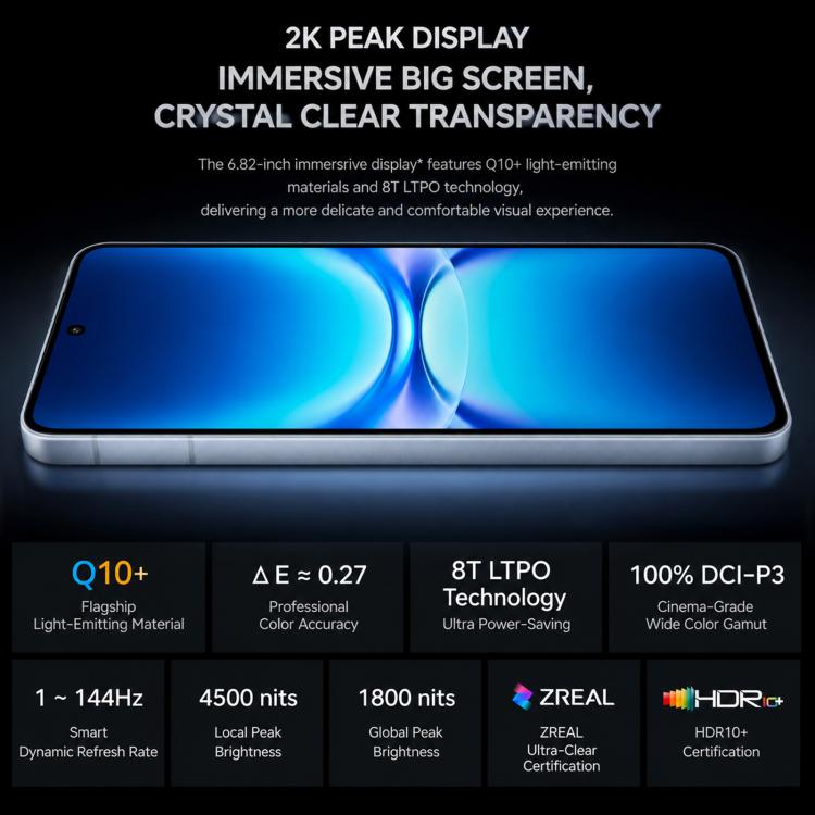 vivo iQOO 15T, 12GB+512GB, Ultrasonic 3D Fingerprint, 6.82 inch Android 16 OriginOS 6 Dimensity 9500 Monster Octa Core, OTG, NFC, Network: 5G, Support Google Play, 12GB+512GB