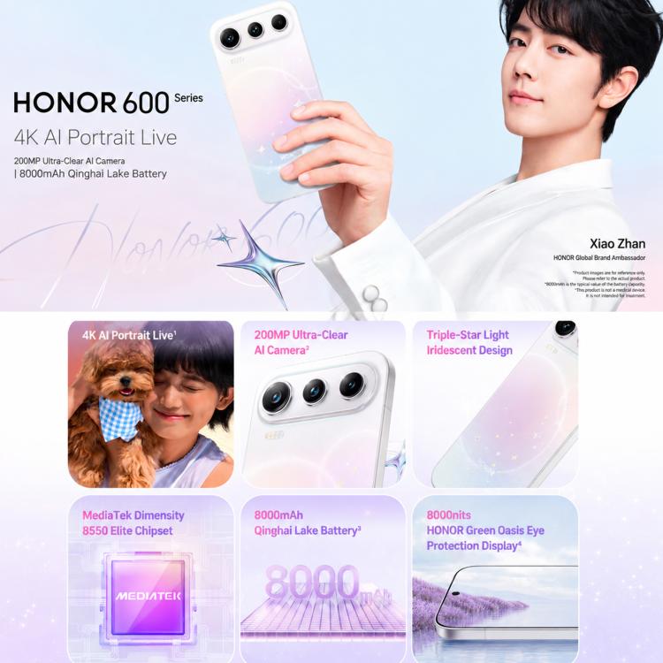Honor 600 Pro, 12GB+256GB, Screen Fingerprint, 6.57 inch MagicOS 10.0 / Android 16 Dimensity 8550 Elite Octa Core, Network: 5G, NFC, OTG, 12GB+256GB