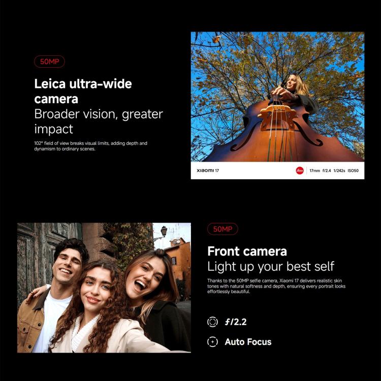 Xiaomi 17 Global, 12GB+256GB, Ultrasonic Fingerprint, 6.3 inch Xiaomi HyperOS 3 Snapdragon 8 Elite Gen 5 Octa Core, NFC, Network: 5G, 12GB+256GB