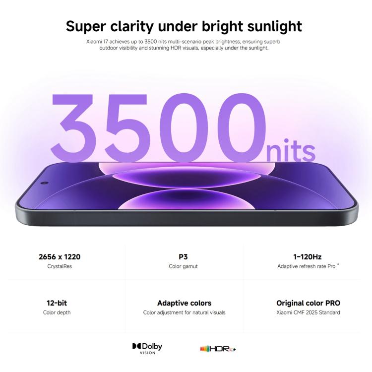 Xiaomi 17 Global, 12GB+256GB, Ultrasonic Fingerprint, 6.3 inch Xiaomi HyperOS 3 Snapdragon 8 Elite Gen 5 Octa Core, NFC, Network: 5G, 12GB+256GB