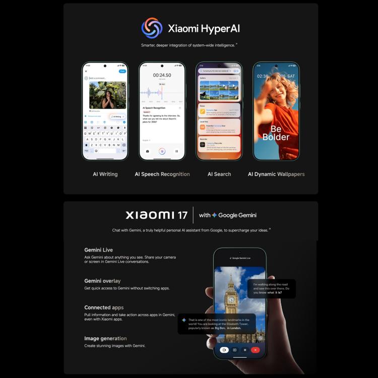 Xiaomi 17 Global, 12GB+256GB, Ultrasonic Fingerprint, 6.3 inch Xiaomi HyperOS 3 Snapdragon 8 Elite Gen 5 Octa Core, NFC, Network: 5G, 12GB+256GB