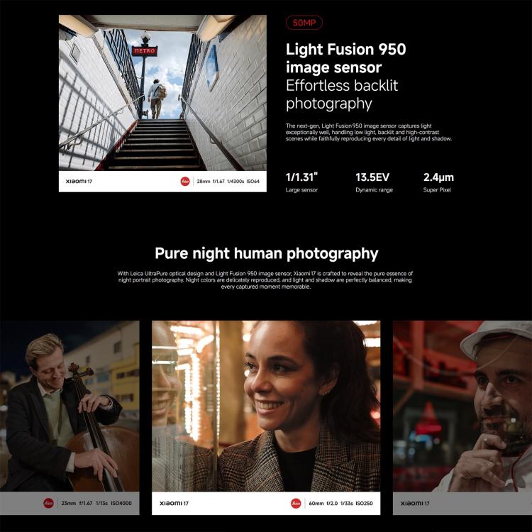 Xiaomi 17 Global, 12GB+256GB, Ultrasonic Fingerprint, 6.3 inch Xiaomi HyperOS 3 Snapdragon 8 Elite Gen 5 Octa Core, NFC, Network: 5G, 12GB+256GB