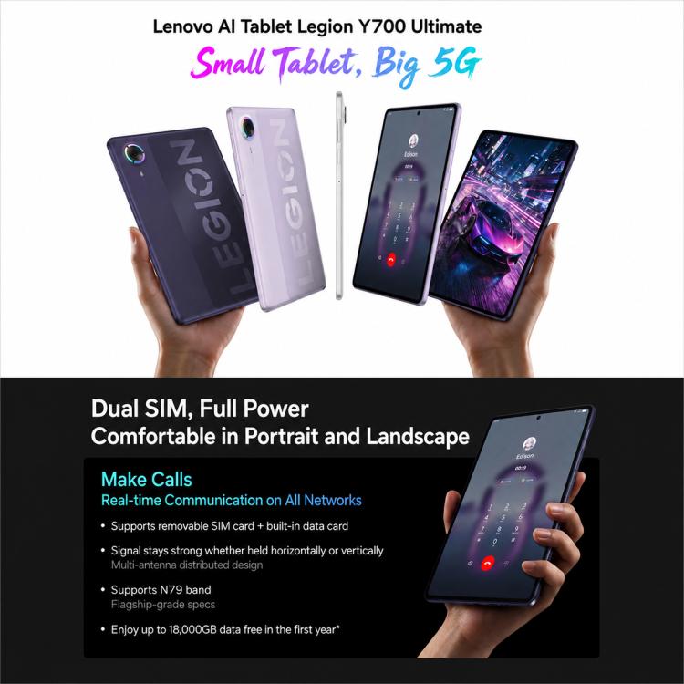 Lenovo Legion Y700 Wuji 8.4 inch 5G AI Tablet, 24GB+1TB, Android 16, Snapdragon 8 Elite Gen5 Leading‑Version, US Plug, 24GB+1TB
