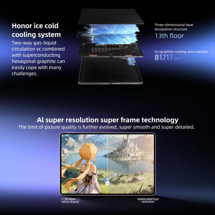 Honor MagicPad3 Pro 12.3 inch WiFi Tablet PC, 8GB+256GB MagicOS 10 Qualcomm Snapdragon 8 Gen5 Octa Core, 8GB+256GB