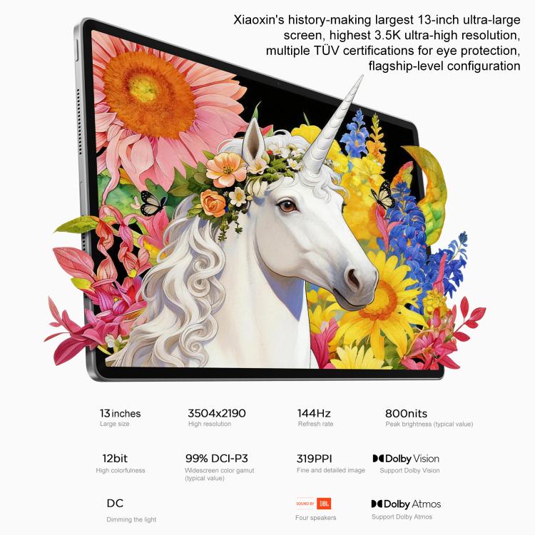 Lenovo Xiaoxin Pad Pro 13, 13 inch 3.5K AI Learning Tablet WiFi, 8GB+256GB, Android 16, Snapdragon 8s Gen4,US Plug, 8GB+128GB