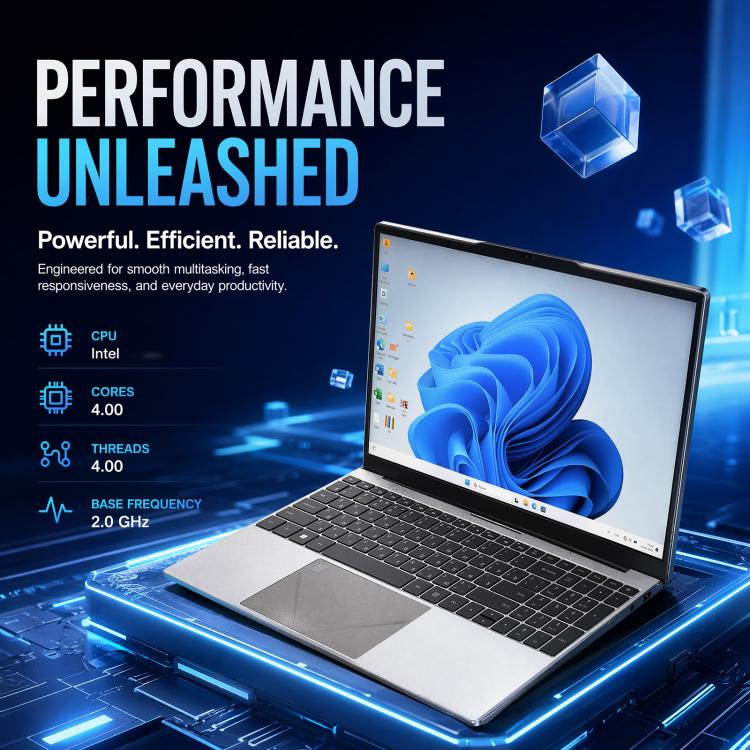 E157 15.6 inch Lightweight Laptop, 8GB+256GB, Windows 11 Intel Twin Lake N100 Quad Core, US Plug, Intel N150