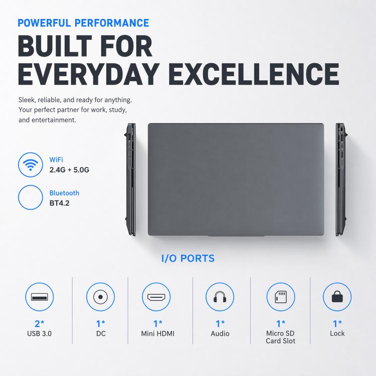 E157 15.6 inch Lightweight Laptop, 8GB+256GB, Windows 11 Intel Twin Lake N100 Quad Core, US Plug, Intel N150