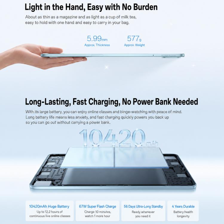 OPPO Pad 6 12.1 inch Tablet PC, 16GB+512GB, ColorOS 16 MediaTek Dimensity 9500s Octa Core, 16GB+512GB