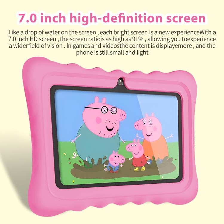 BDF T7 7 inch WiFi Kids Tablet PC with Silicone Case, 1GB+16GB, Android 8.1 MTK6735 Quad Core CPU, US Plug, 3GB+32GB