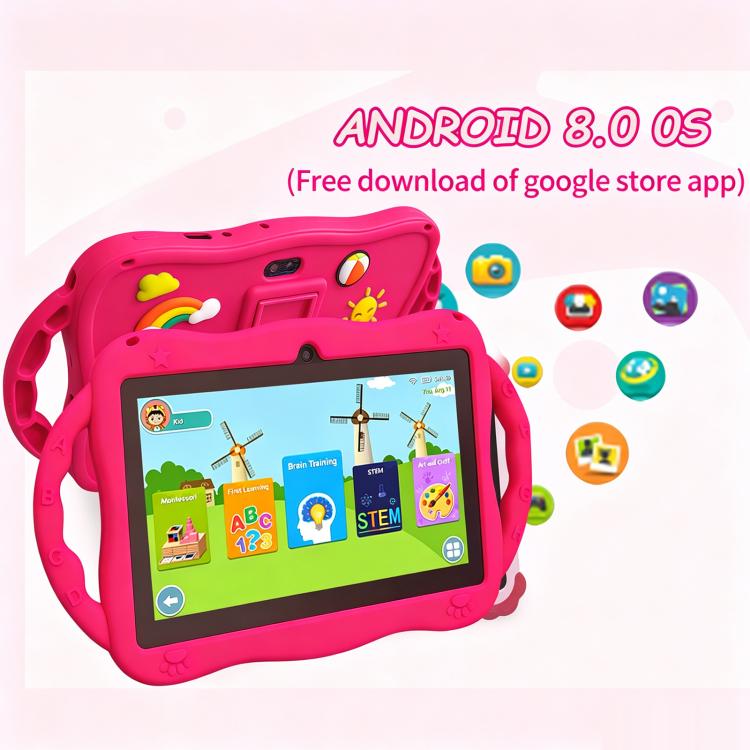 7 inch WiFi Kids Tablet PC with Giraffe Silicone Case, 1GB+16GB, Android 8.0 MTK6735 Quad Core CPU, AU Plug, AU Plug