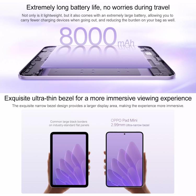 OPPO Pad Mini 8.8 inch Soft Light Screen Tablet PC, 12GB+256GB, ColorOS 16.0 Snapdragon 8 Gen5 Octa Core, 12GB+256GB Soft Light