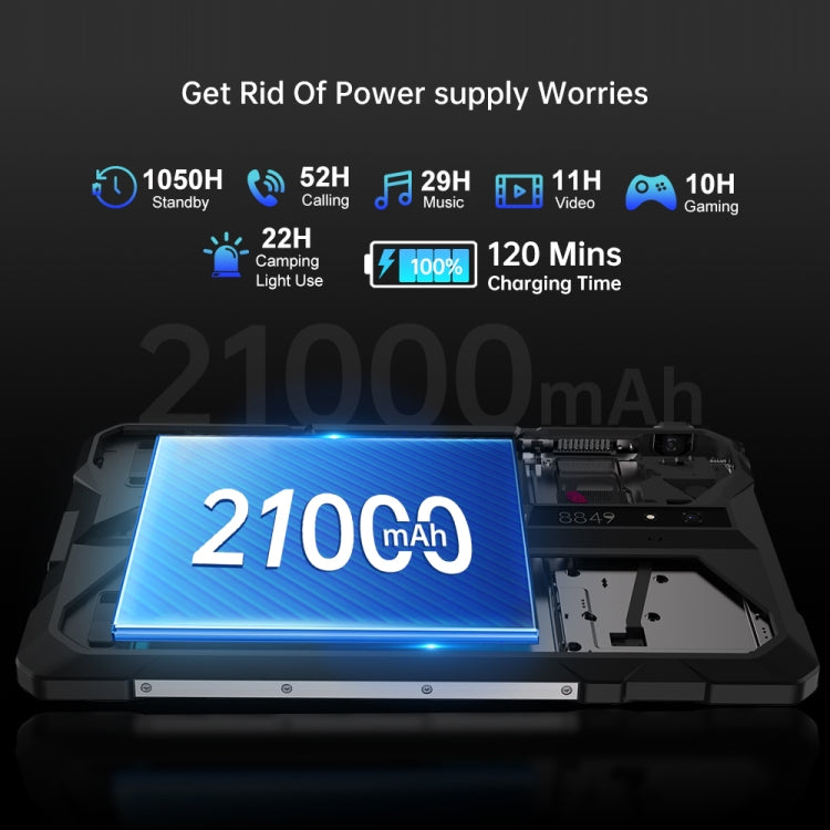 Unihertz 8849 Tank Pad Rugged Tablet PC & Projector, 16GB+512GB, 10.95 inch Android 14 Dimensity 8200 Octa Core 5G Network, EU Plug, Tank Pad