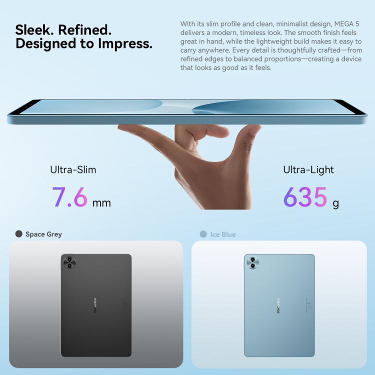 Blackview MEGA 5 Tablet PC, 12GB+256GB, 12.2 inch Android 16 MediaTek Dimensity T7300 Octa Core, Network: 4G, Global Version with Google Play, 12GB+256GB