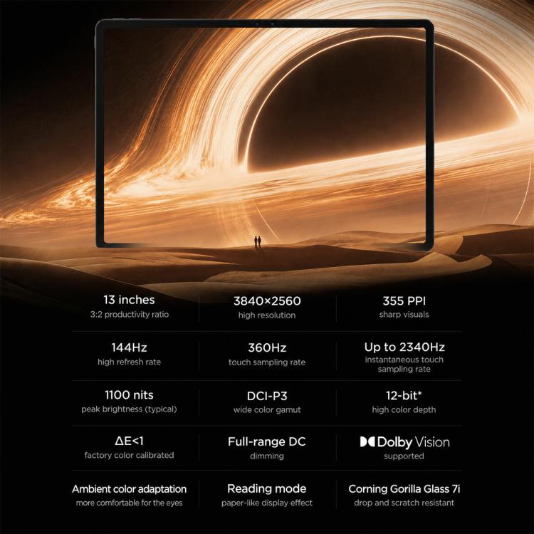Lenovo LEGION Y900 13 AI Tablet, 13 inch Wi-Fi, 16GB+256GB, Android 16, Snapdragon 8 Elite Octa Core, US Plug, 16GB+512GB